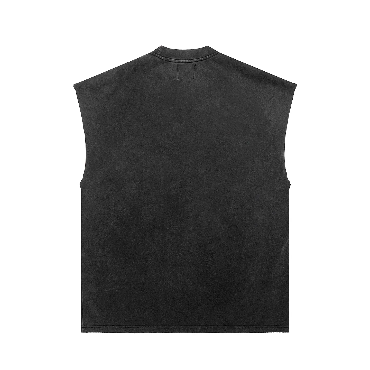 pt model number #G1014 P116 GALLERY DEPT. Old and frayed sleeveless waistcoat short-sleeved skull. Made of 280G double yarn pure cotton. The fabric is comfortable and stylish. After washing and distressing, the upper body becomes more fashionable and cool. The collar and hem are frayed. The US version is too large. Color: washed black. Size S/M/L/XL